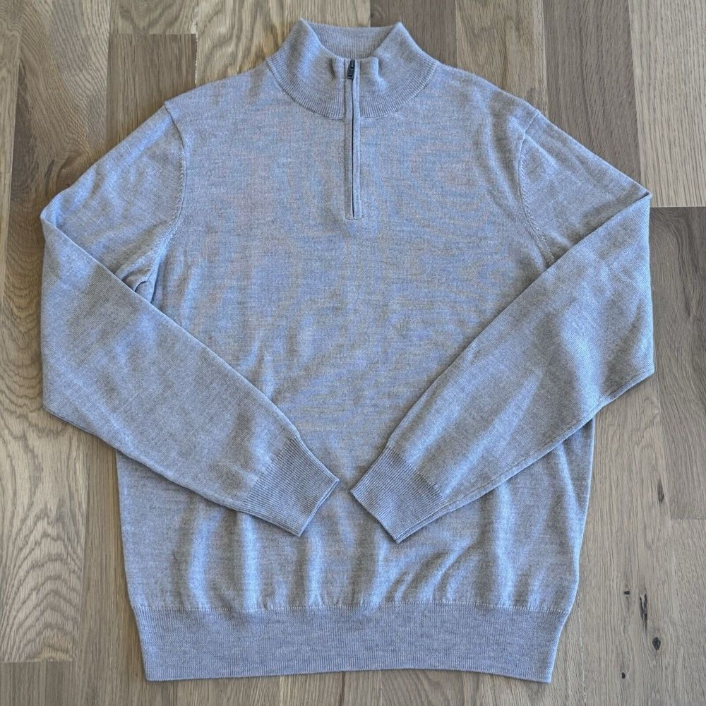 Christian Lacroix XL 100% Extrafine Merino Wool Mock‎ Neck Pullover Tan Beige
